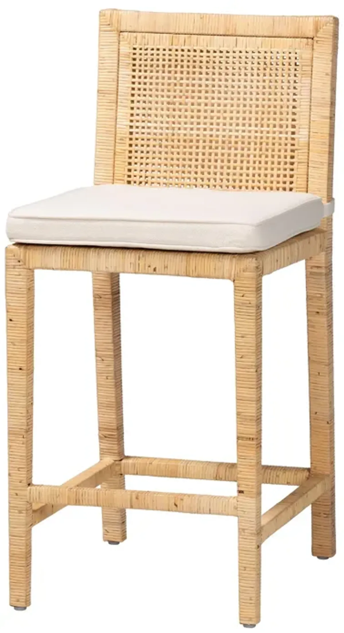 Baxton Studio Sofia Modern and Contemporary Natural Finished Wood and Rattan Counter Stool