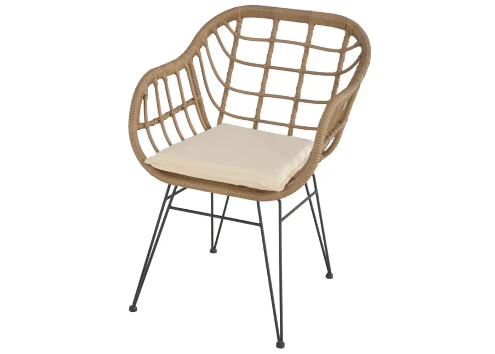 3-Piece Patio Conversation Set with 2 Wicker Chairs