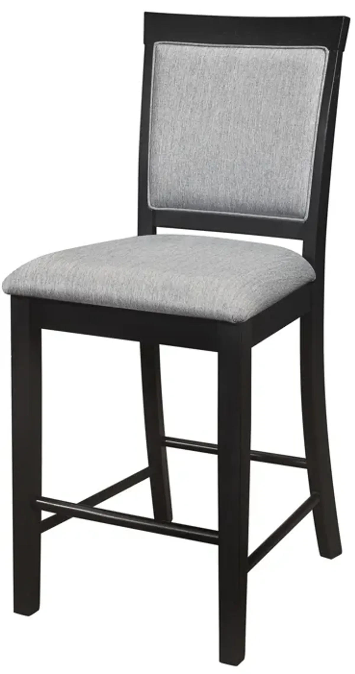 Aven 26 Inch Counter Height Chair, Gray Polyester, Black Wood, Set of 2 - Benzara