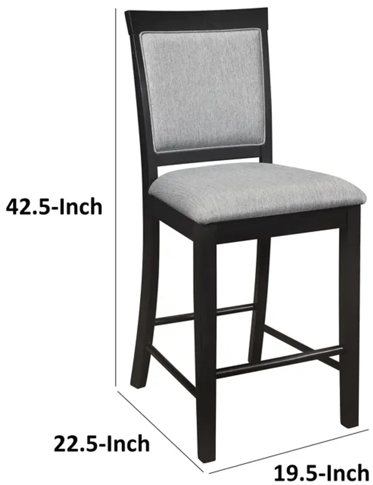 Aven 26 Inch Counter Height Chair, Gray Polyester, Black Wood, Set of 2 - Benzara