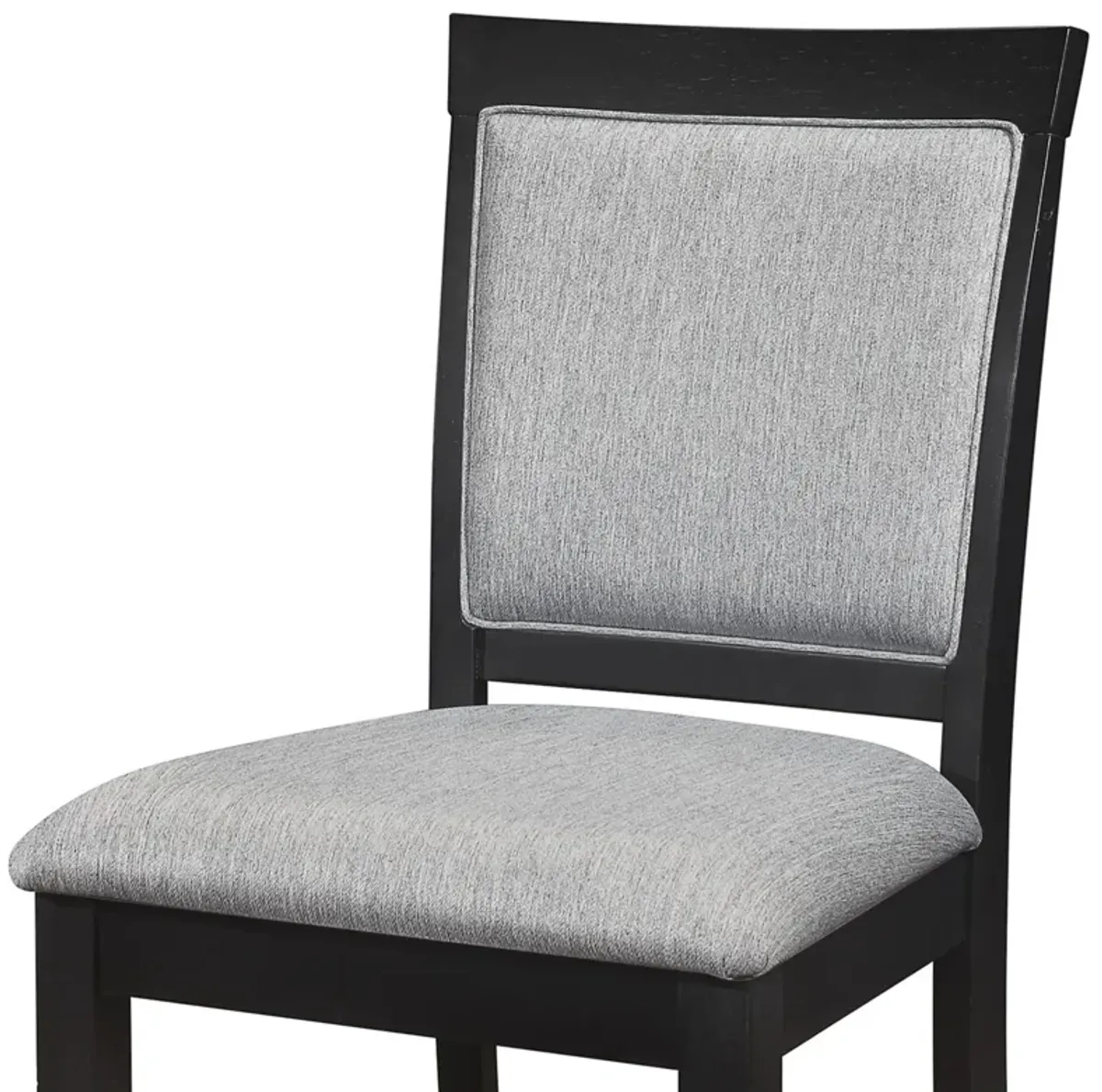 Aven 26 Inch Counter Height Chair, Gray Polyester, Black Wood, Set of 2 - Benzara