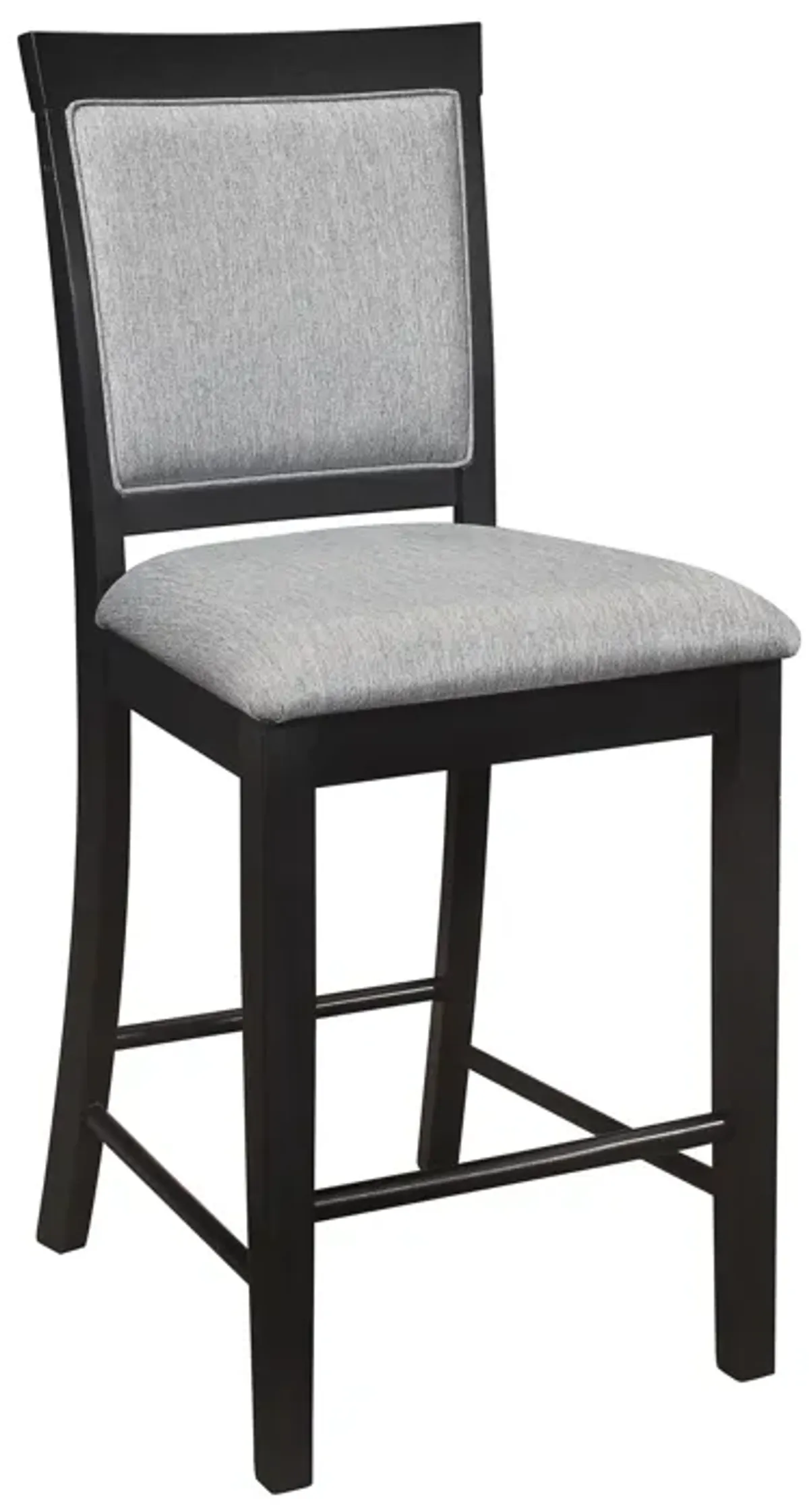 Aven 26 Inch Counter Height Chair, Gray Polyester, Black Wood, Set of 2 - Benzara