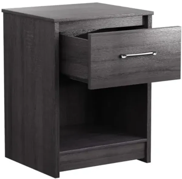 Hivago Wooden Nightstand with Drawer and Open Storage Compartment