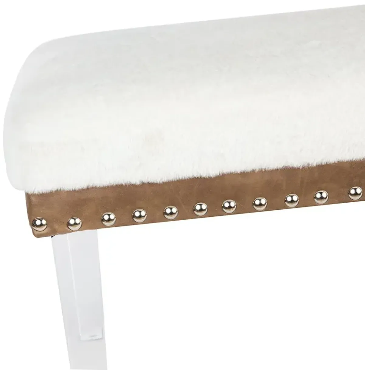 Jofran Brianna Modern Luxury Faux Fur Upholstered Bench with Clear Acrylic Legs