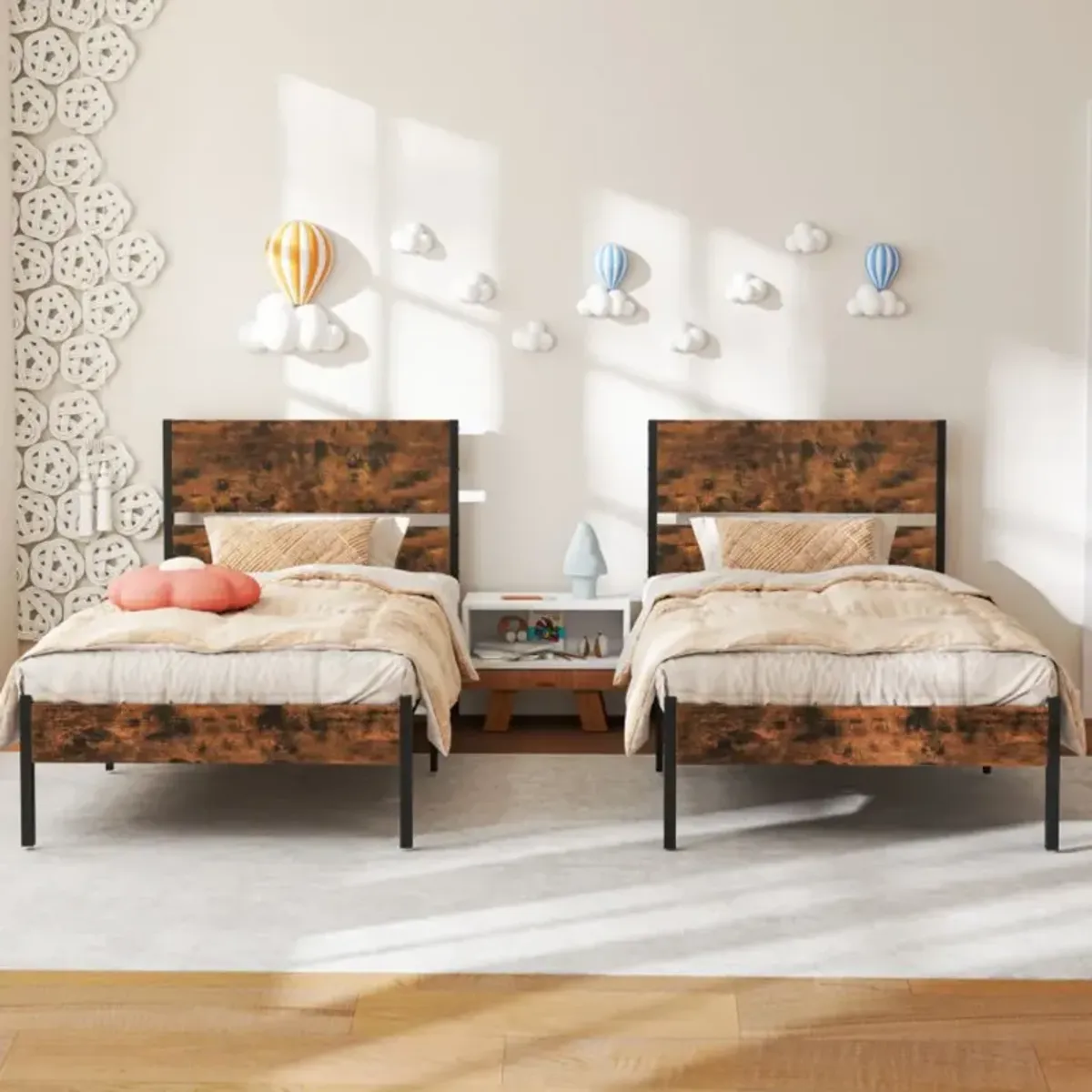 Bed Frame with Wooden Headboard and Footboard for Classic Style and Sturdy Support