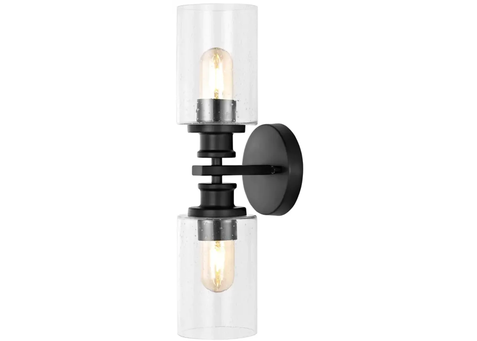 Jules Edison Cylinder Iron/Seeded Glass Farmhouse Contemporary LED Wall Sconce