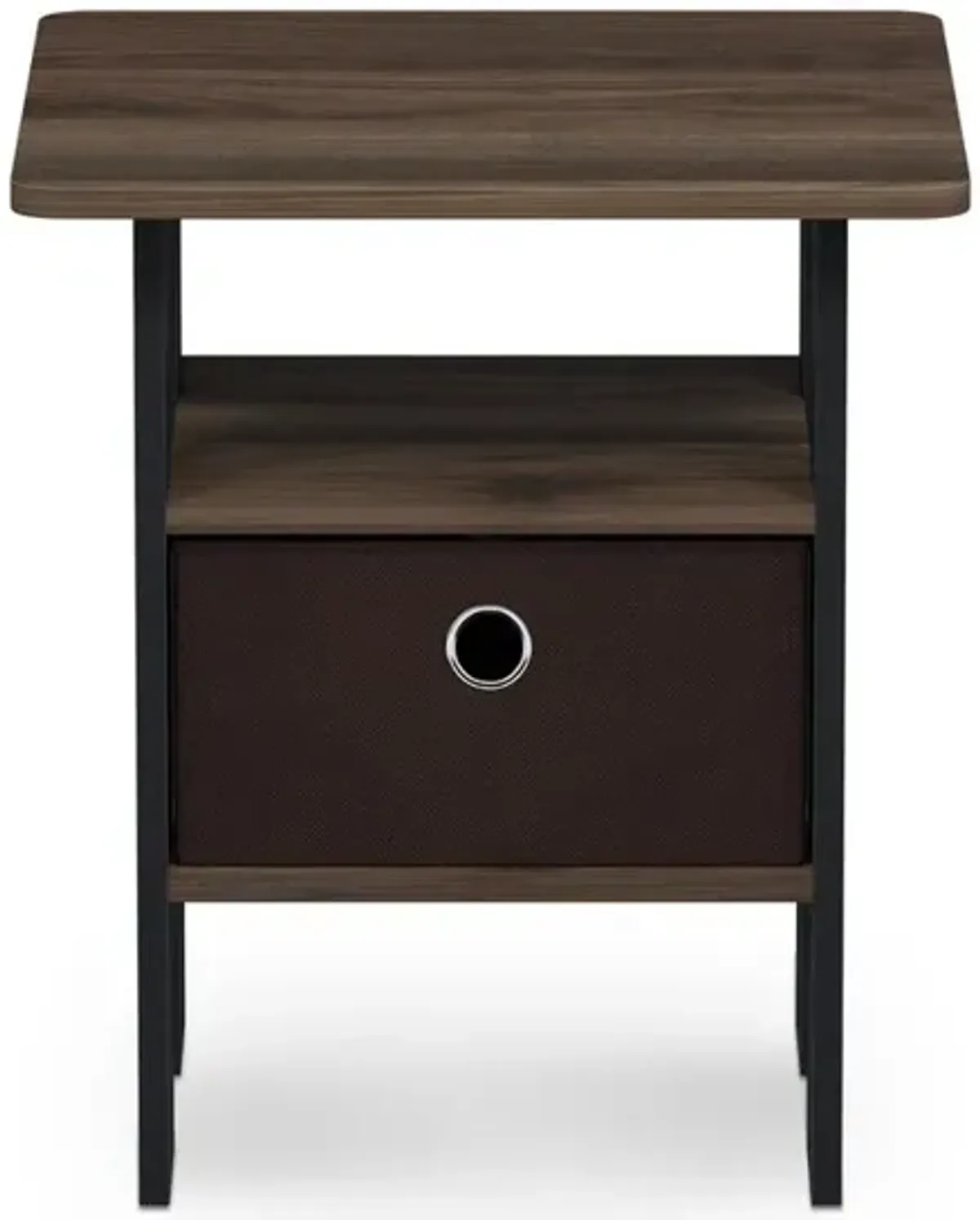 Furinno Andrey End Table Nightstand with Bin Drawer, Columbia Walnut/Dark Brown, 11157CWN/DBR