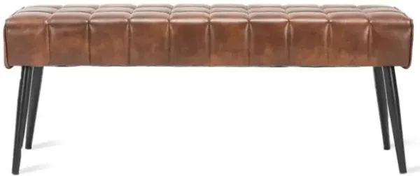 Hivvago Mid-Century Modern End of Bed Bench with Black PU Leather Seat and Tapered Legs