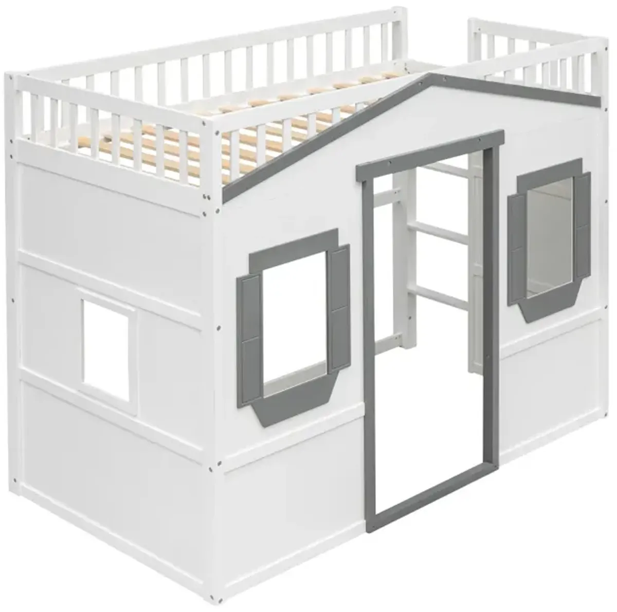 Twin Size House Loft Bed With Ladder And Frame