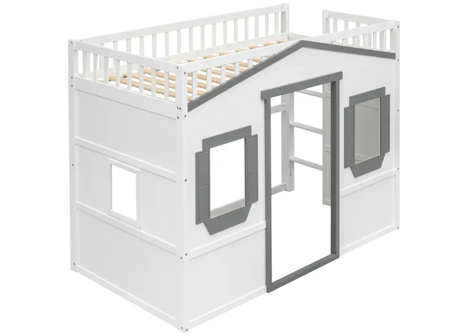 Twin Size House Loft Bed With Ladder And Frame