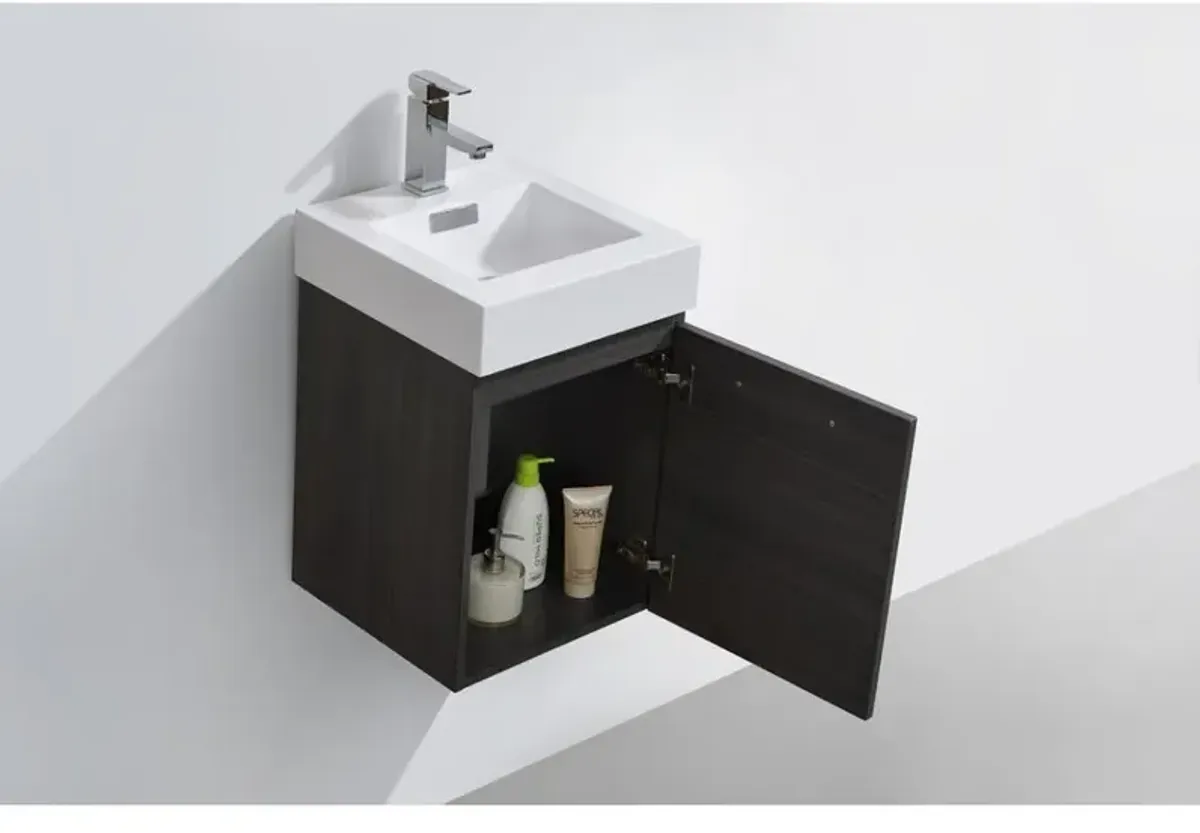 Kubebath Bliss 16 Gray Oak Wall Mount Modern Bathroom Vanity