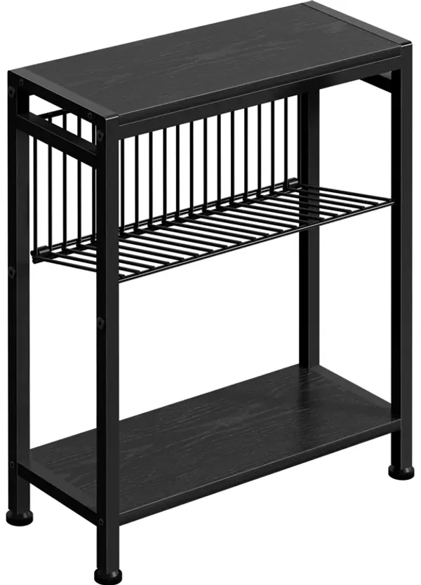 Homedawn Small End Table for Small Space, 3-Tier Narrow Side Table with Magazine Holder,Small Nightstand, Skinny Snack Couch Tab