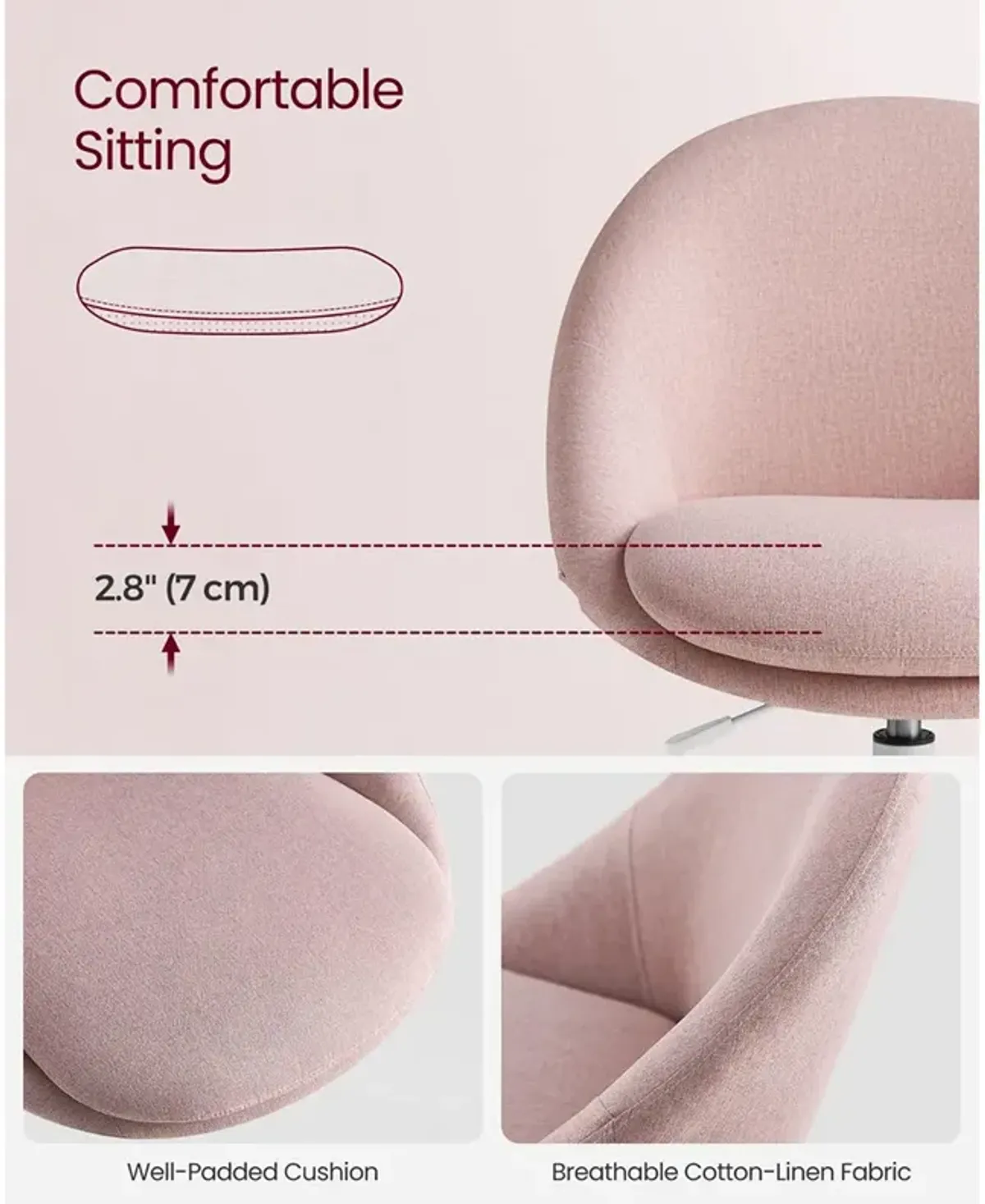 Office Chair with Cotton-Linen Fabric for Comfortable and Stylish Seating