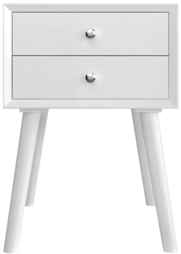 Hivago Wooden Nightstand Mid-Century End Side Table with 2 Storage Drawers