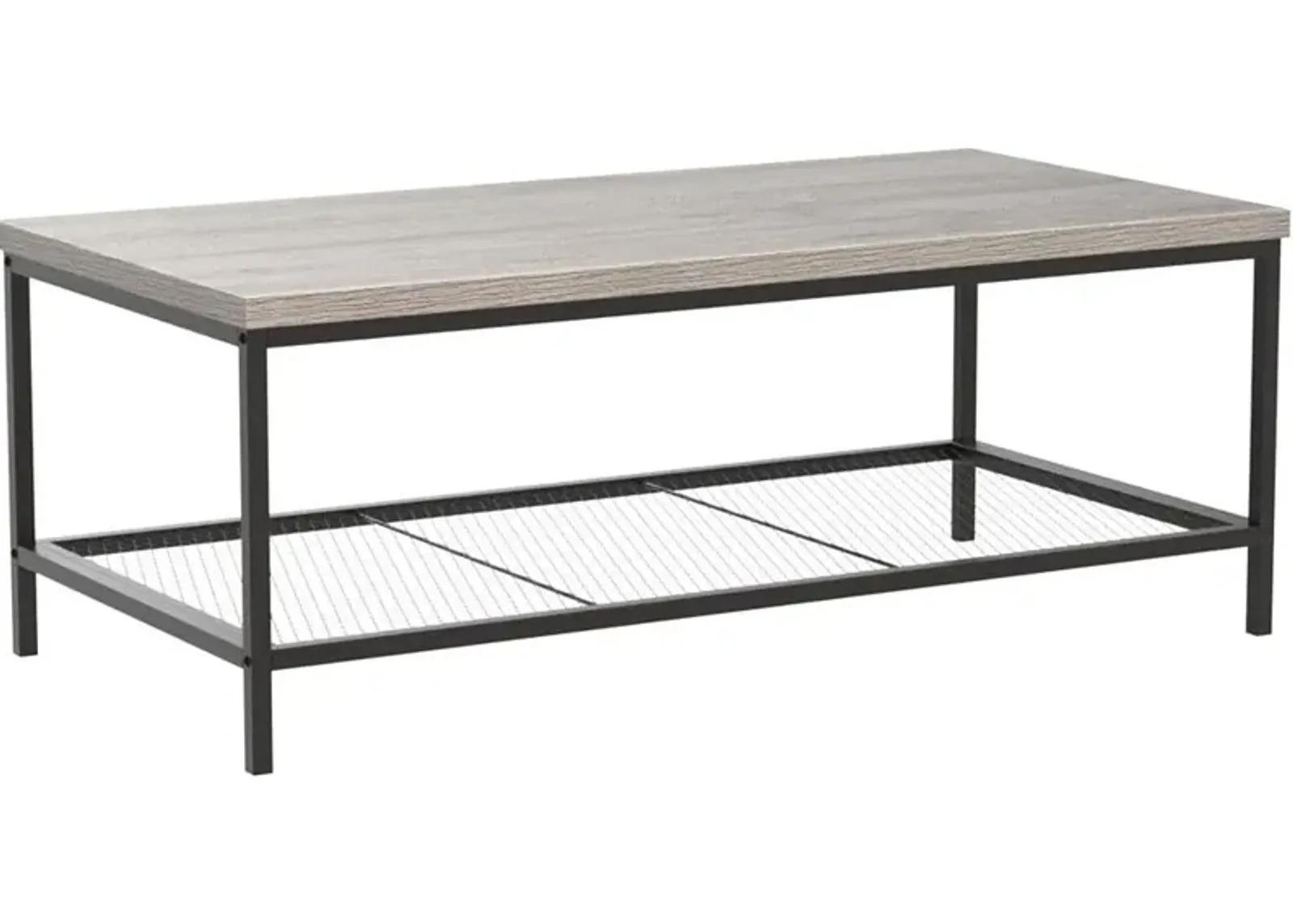 Best Choice Products Large 2-Tier Industrial Rectangular Wood Grain Top Coffee Table