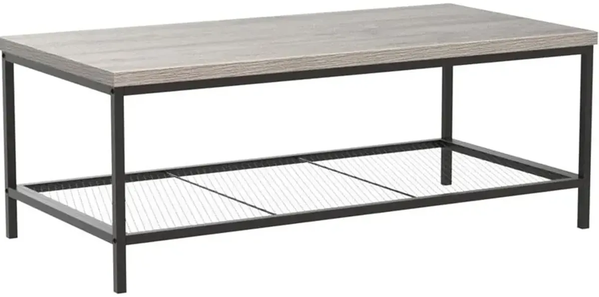 Best Choice Products Large 2-Tier Industrial Rectangular Wood Grain Top Coffee Table