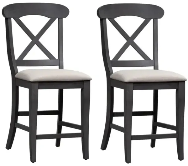 Liberty Furniture Upholstered X Back Counter Chair (RTA)-Set of 2