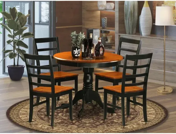 Dining furniture set - 5 Pcs with 4 Wooden Chairs in Black