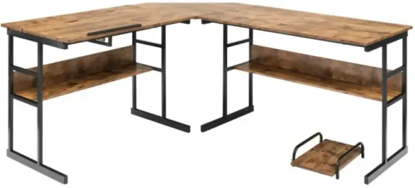 Hivvago L-Shaped Computer Desk with Tiltable Tabletop