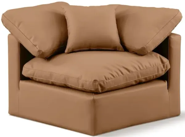 Meridian Furniture Indulge Cognac Vegan Leather Corner Chair