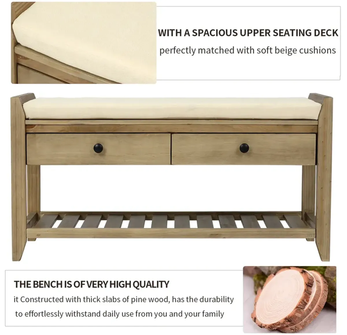 Merax Multipurpose Entryway Storage Bench