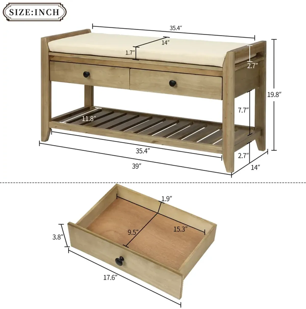 Merax Multipurpose Entryway Storage Bench