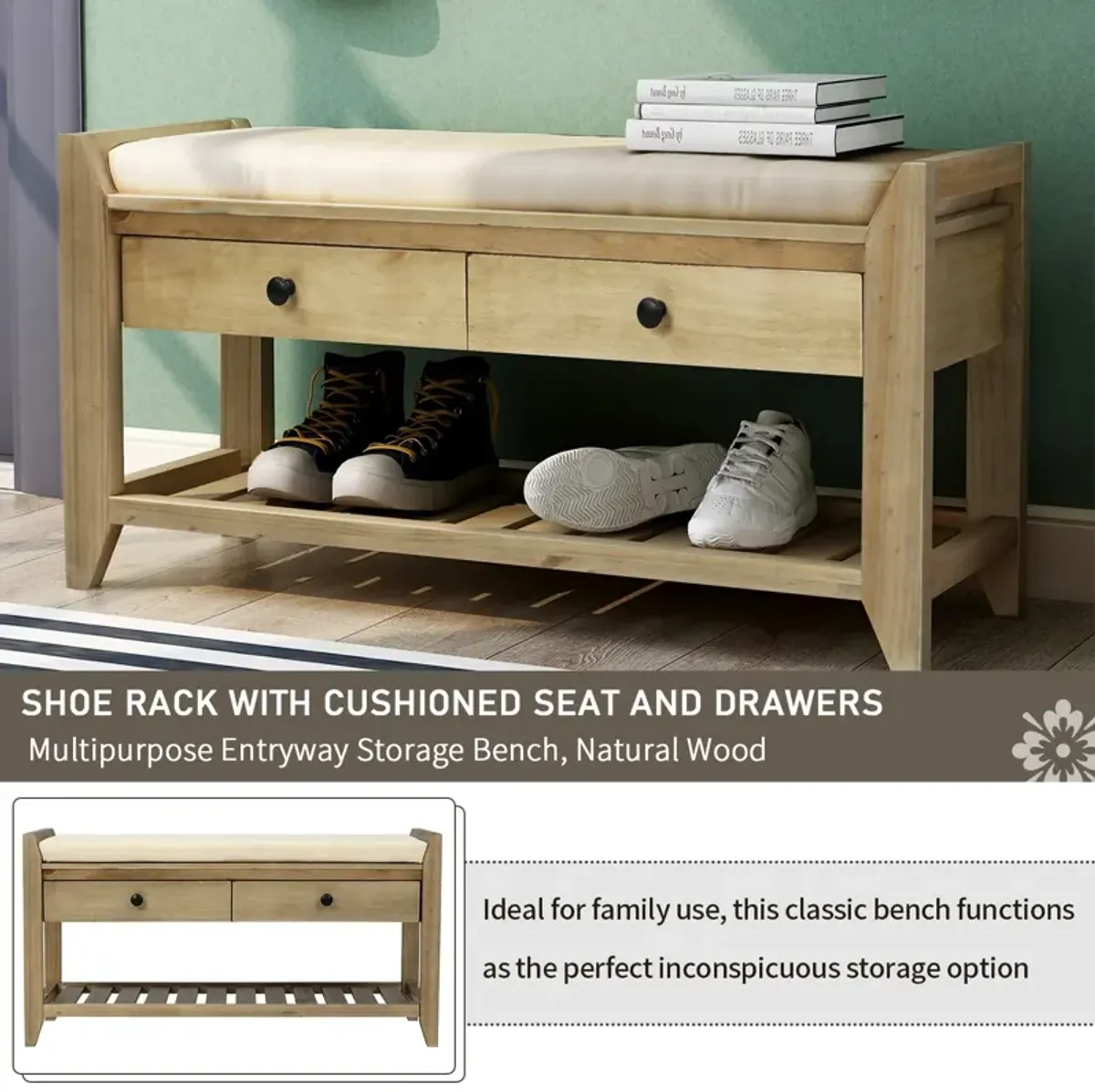 Merax Multipurpose Entryway Storage Bench