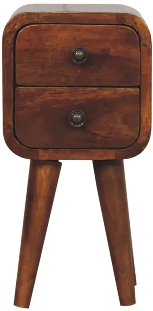 Extra Mini Curved Chestnut Bedside