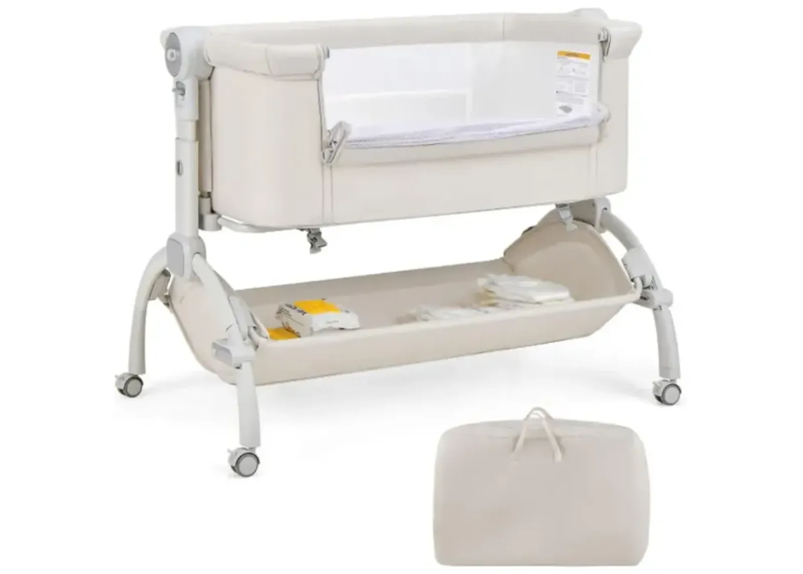 Hivvago 3-in-1 Baby Bassinet with Double-Lock Design and Adjustable Heights