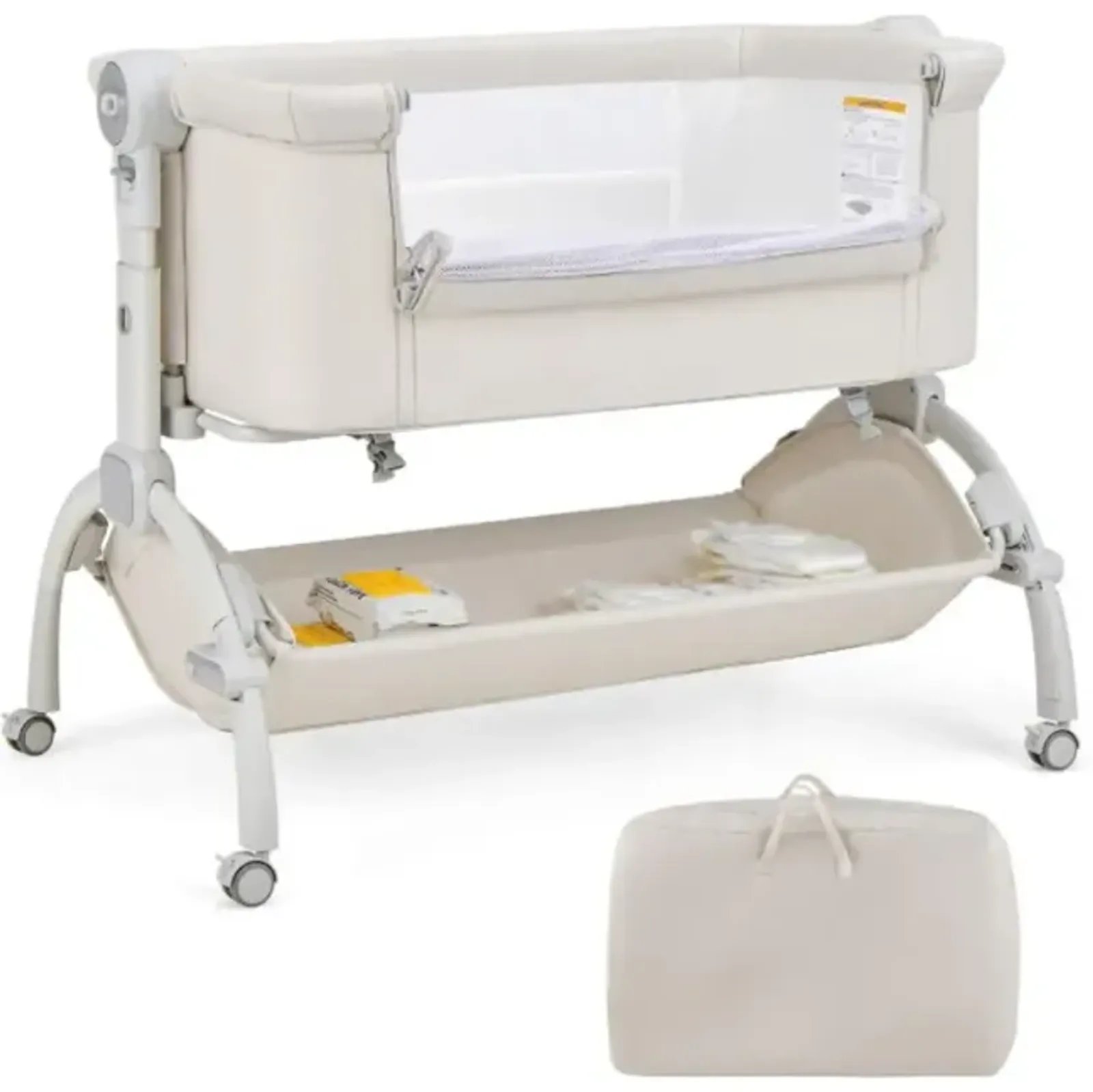 Hivvago 3-in-1 Baby Bassinet with Double-Lock Design and Adjustable Heights