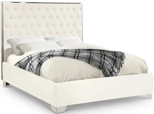 Meridian Furniture Lexi White Velvet Queen Bed