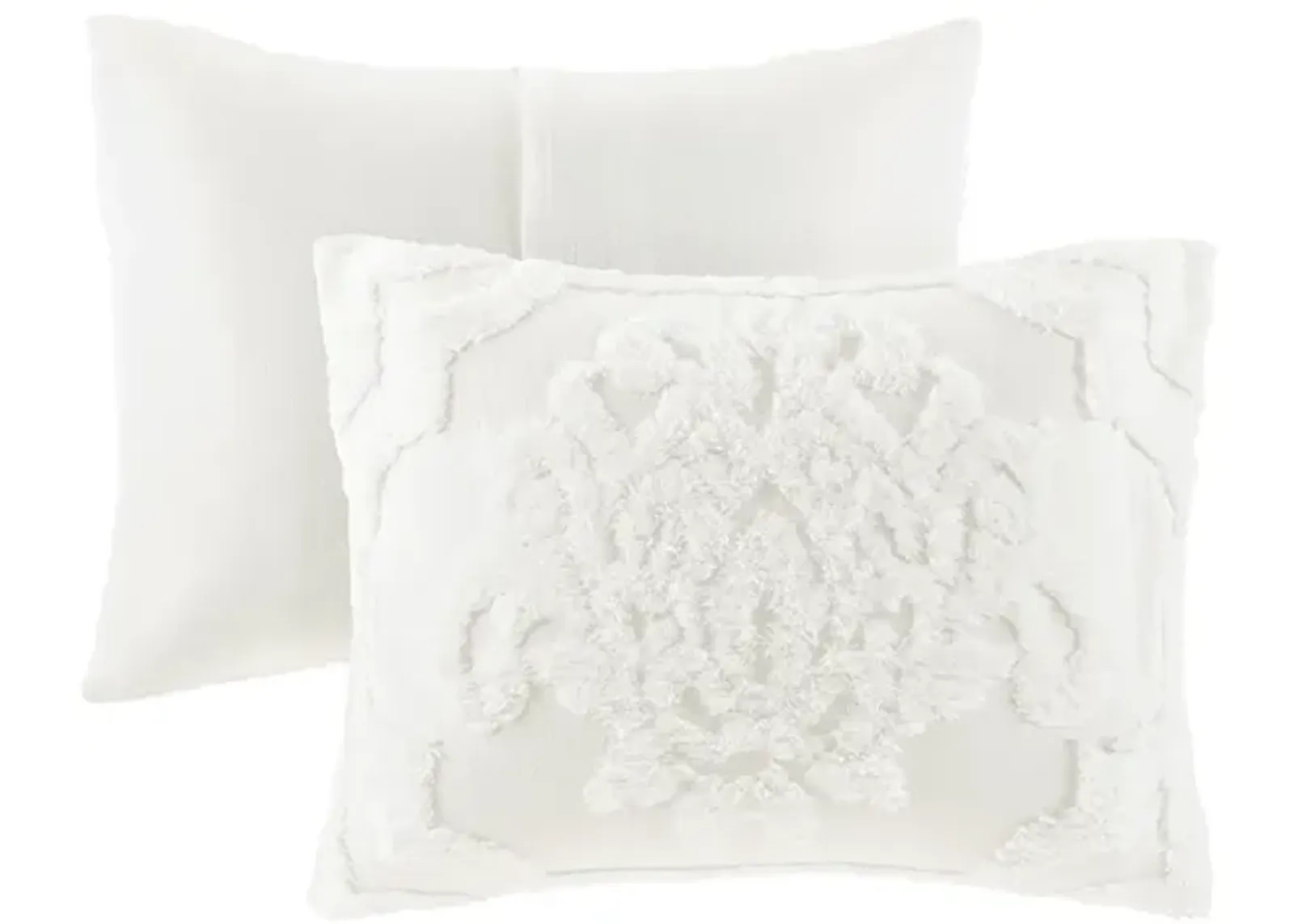 Gracie Mills Fitzpatrick 3 piece Tufted Cotton Chenille Damask Comforter Set