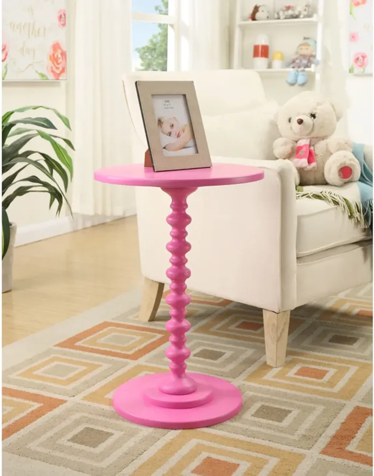 Convenience Concepts Palm Beach Spindle Table, Pink