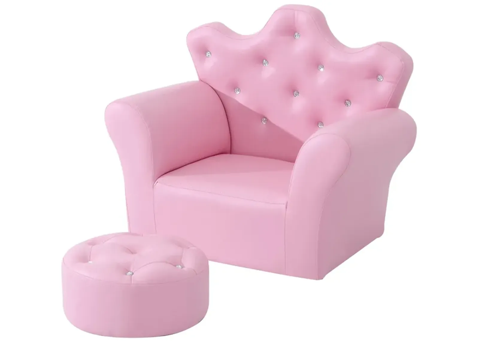 Kids' Princess Sofa Set: With Footstool, Diamond Decor