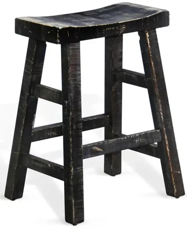 Sunny Designs Black Sand Counter Saddle Seat Stool, Wood Seat