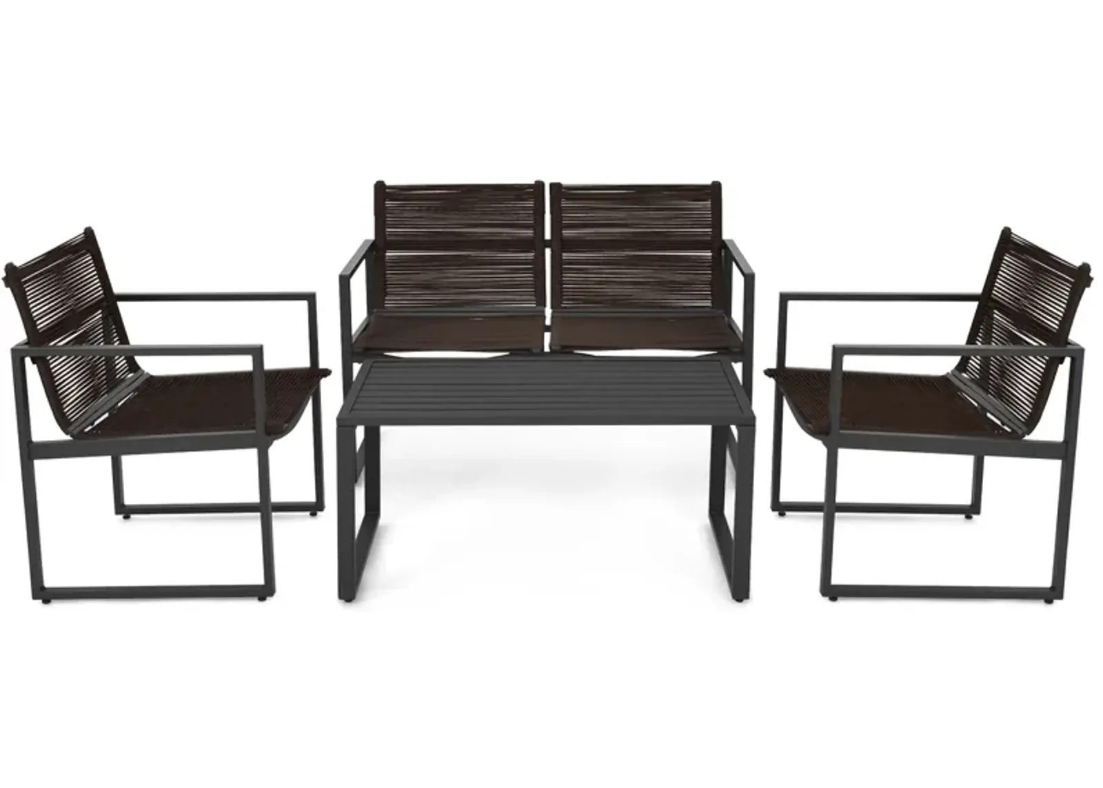 4 Pieces Patio Furniture Conversation Set with Sofa Loveseat