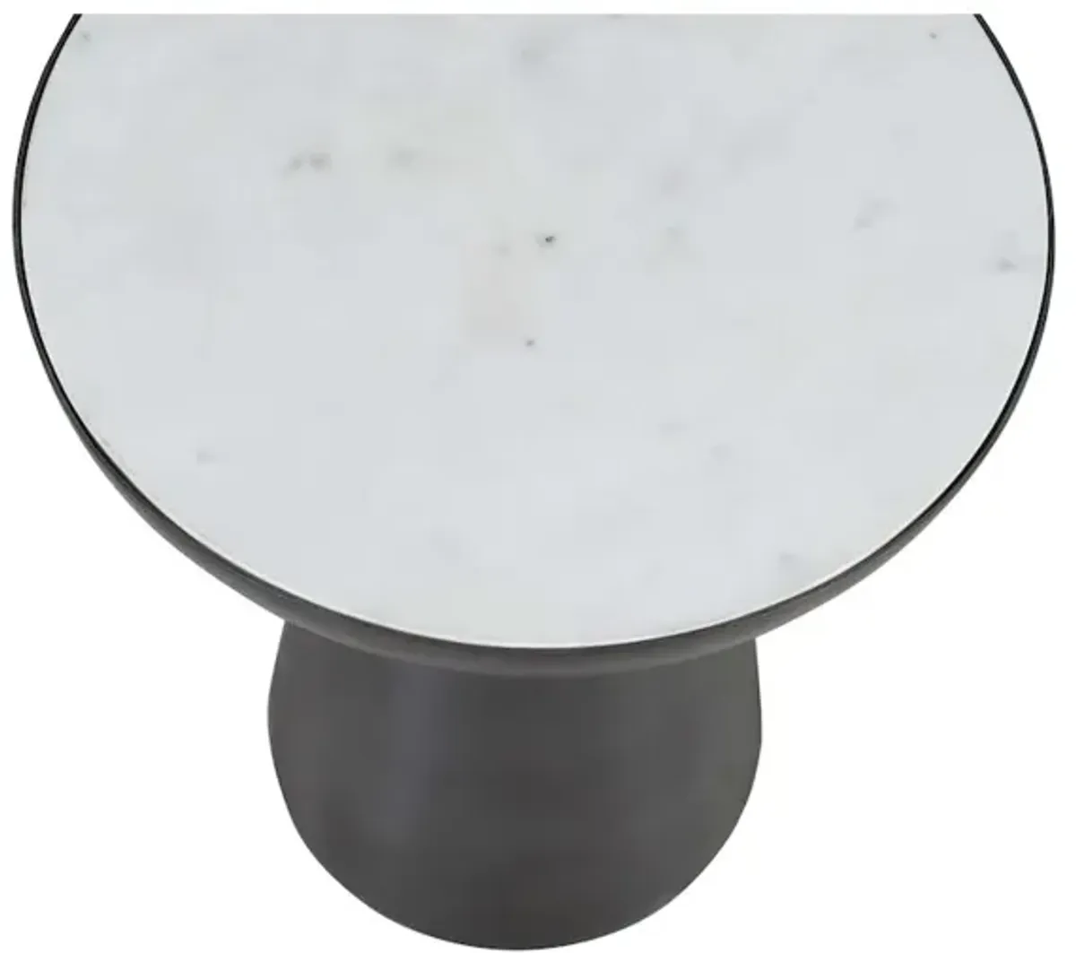 Circularity Modern Luxury Marble and Iron 15" Round Chairside Pedestal End Table