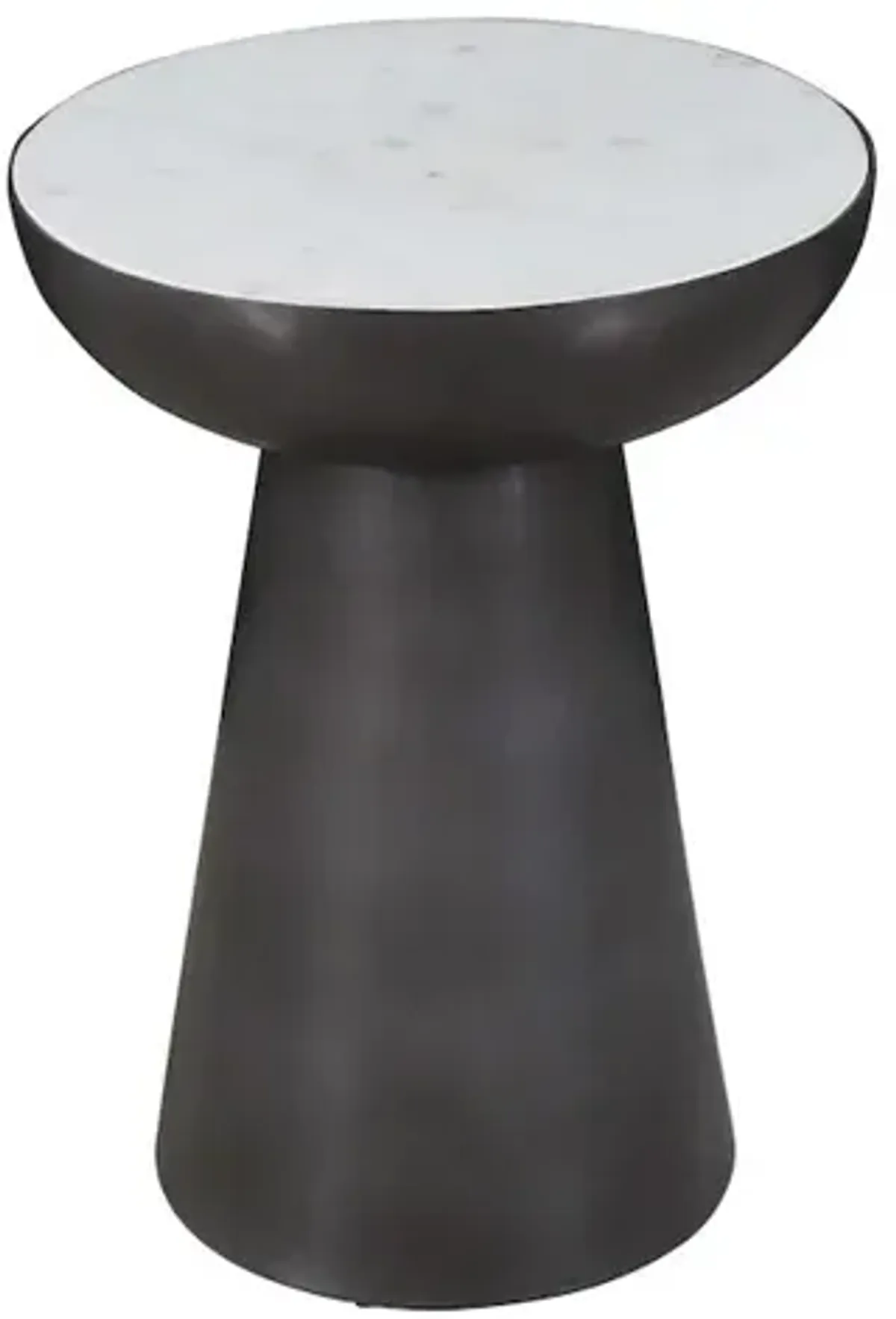 Circularity Modern Luxury Marble and Iron 15" Round Chairside Pedestal End Table