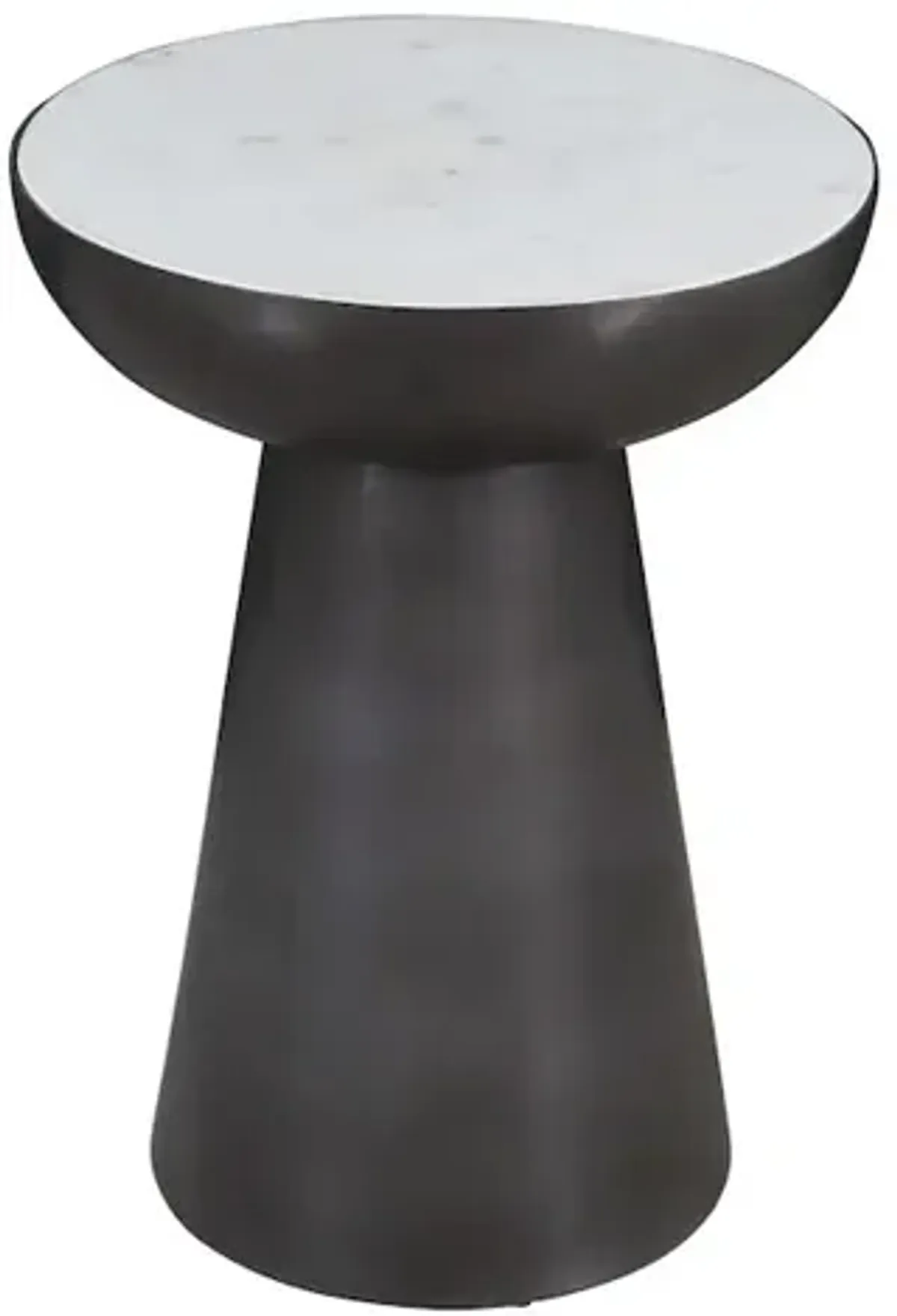 Circularity Modern Luxury Marble and Iron 15" Round Chairside Pedestal End Table