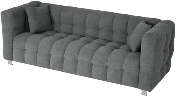 Streamdale Grey Teddy Fleece Sofa Set with Throw Pillows