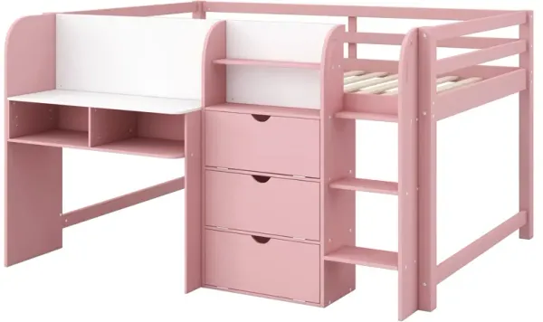 Merax Low Loft Bed with Built-in Desk