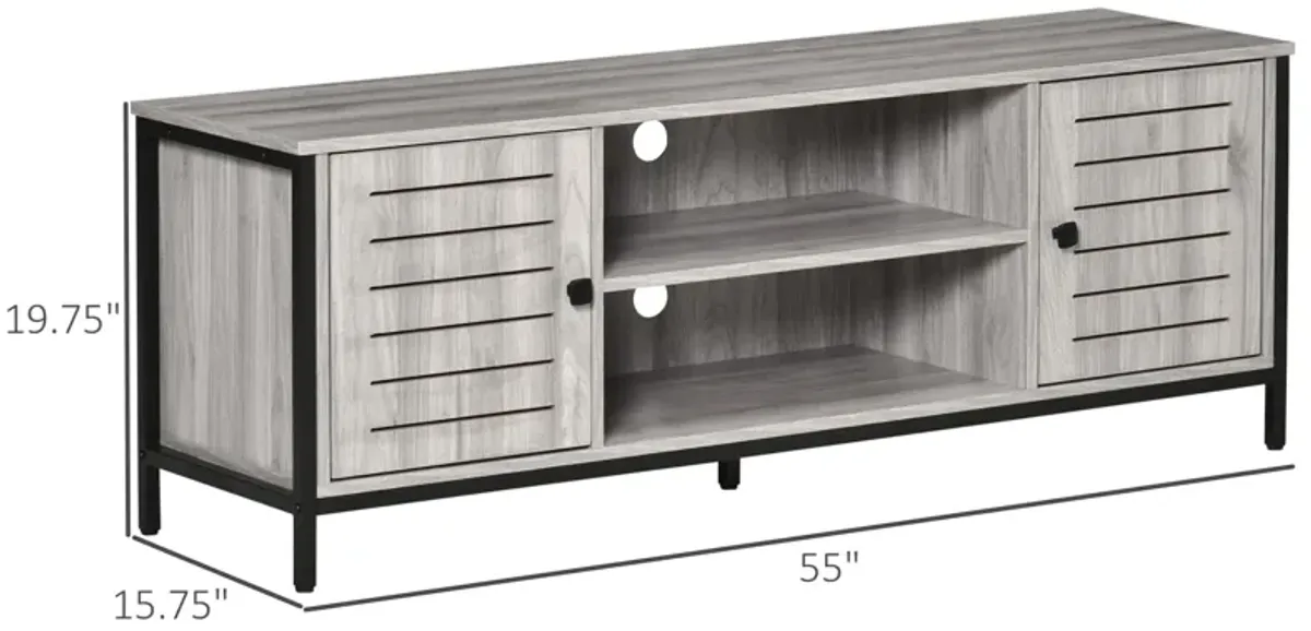 Oak Media Center: Industrial TV Stand with Shelves for 60" Screens