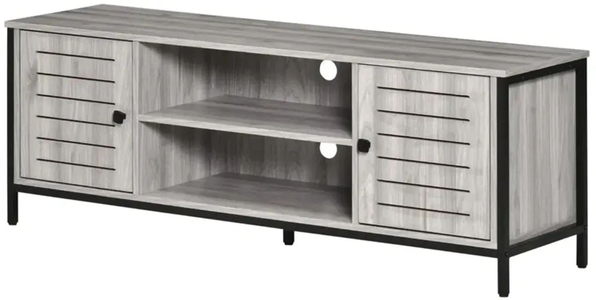 Oak Media Center: Industrial TV Stand with Shelves for 60" Screens