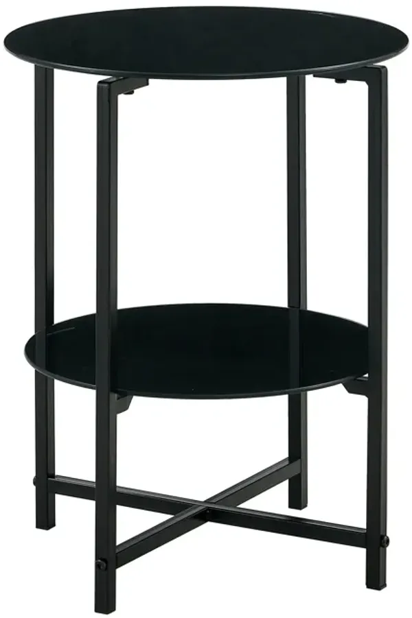 Hivvago 2 Layer Tempered Glass Round  End Table for Home and Office