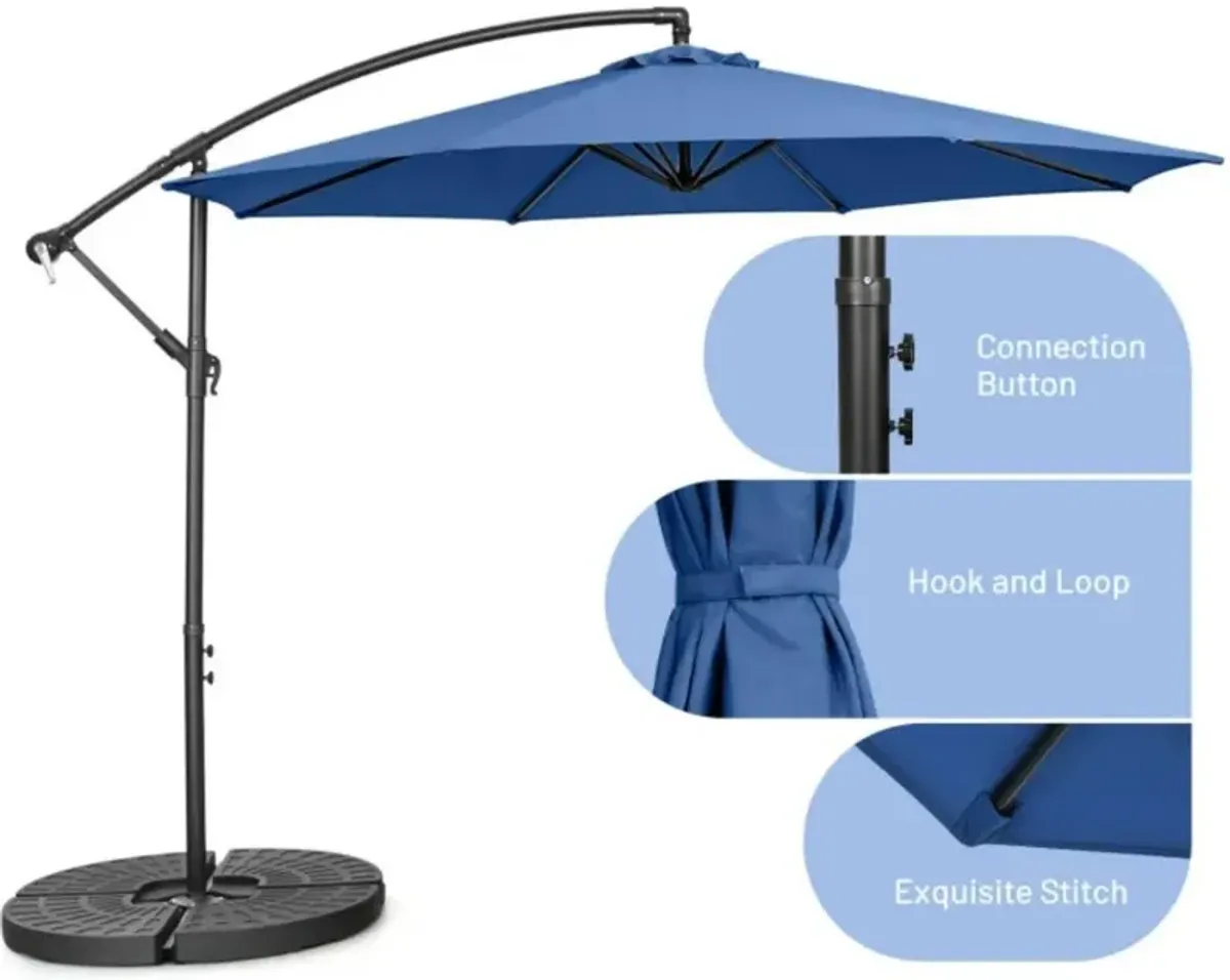 Hivvago 10 Feet Offset Umbrella with 8 Ribs Cantilever and Cross Base