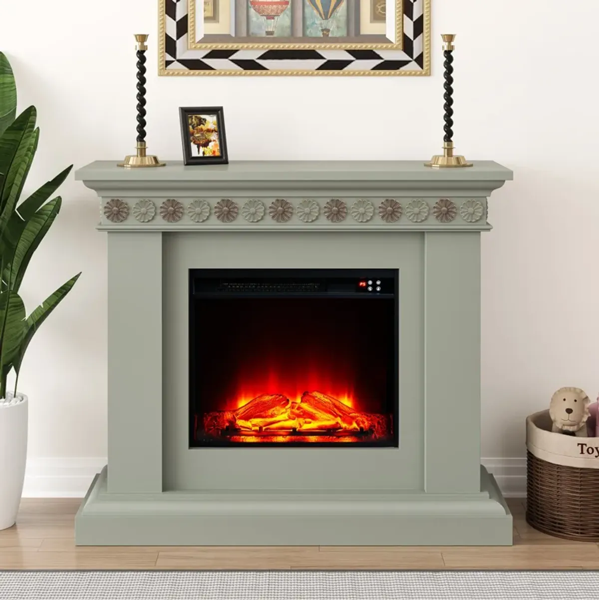 FESTIVO 46.5" Wide Electric Freestanding Fireplace w/ Realistic LED Flames