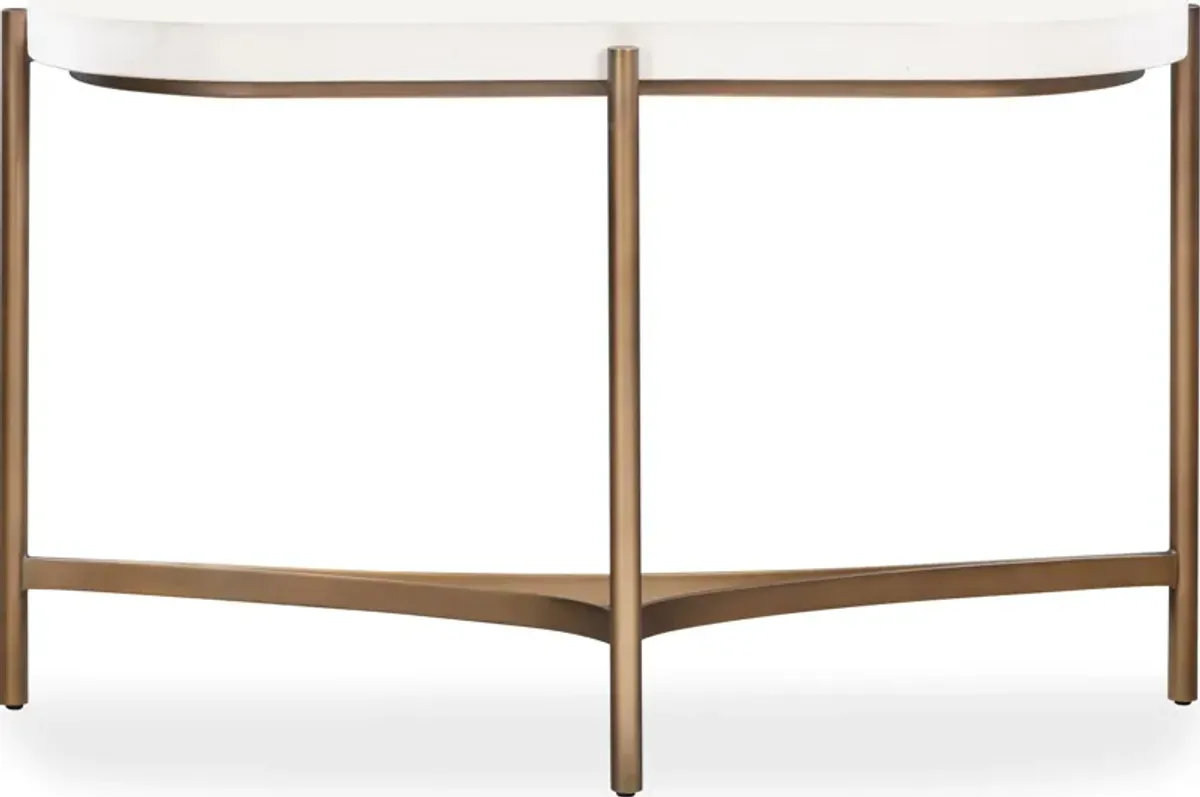 Lyon Semi-circular White Concrete and Metal Console Table