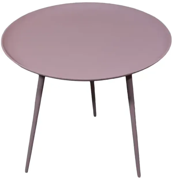 Handmade Aluminium And Iron Round Tray Ivory Color Side Table