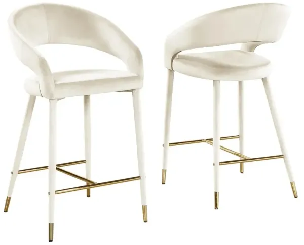 Jacques Velvet Cream Counter Height Dining Chairs (Set of 2)