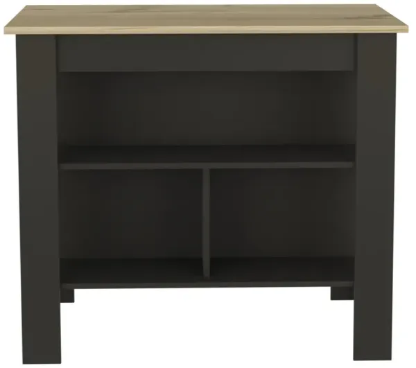 Streamdale Rockaway 3-Shelf Kitchen Island Black Wengue And Light Oak